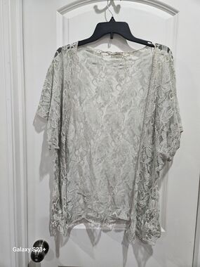 Blue Bird Sheer Lace Top in Ivory